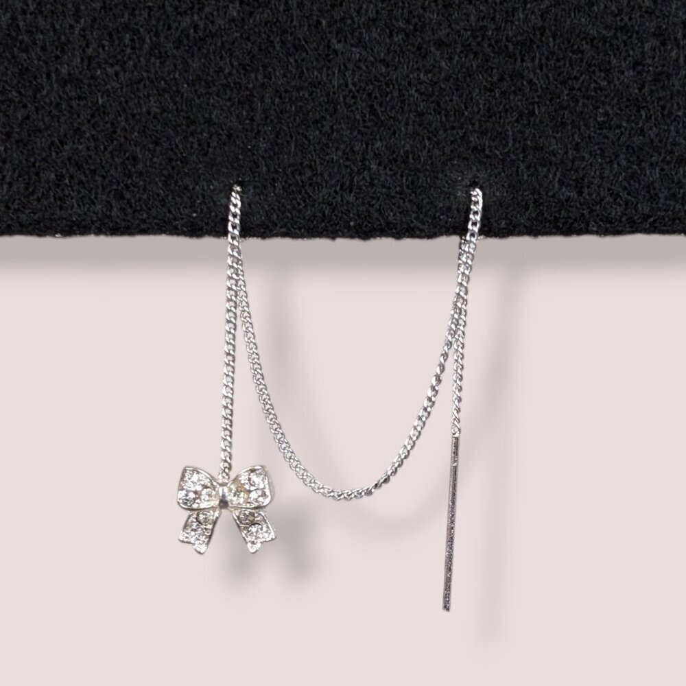 (2/$20) Rhinestone Bow Threader Earring (Single)